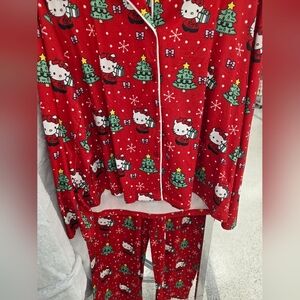 (XL) Hello Kitty Festive Red Pajama Set-Sanrio Brand!